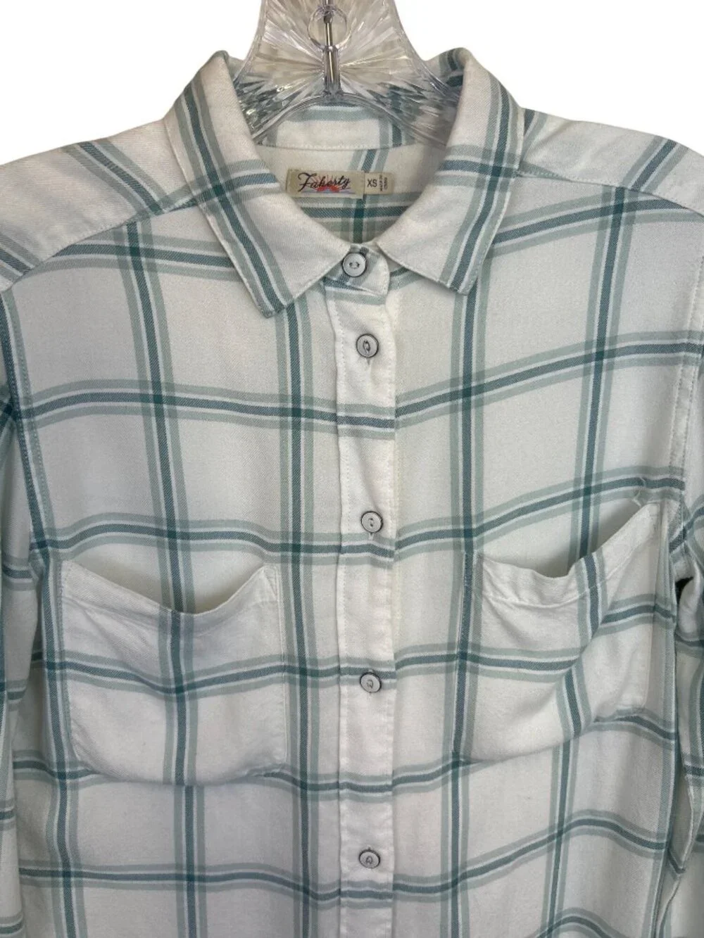 Faherty Women's XS  Plaid Button-Up Shirt Pockets Long Sleeve Coastal Casual
